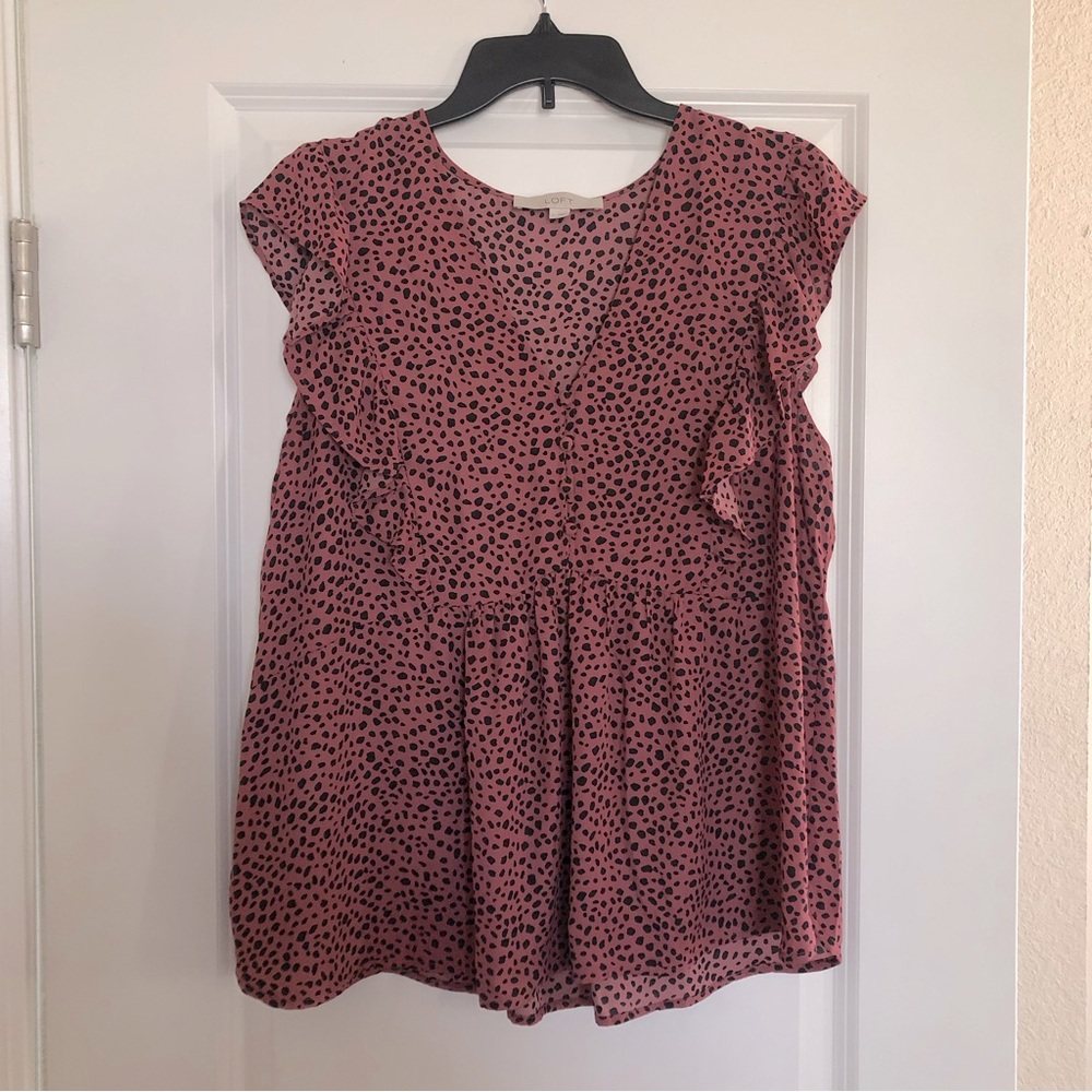 Loft Pink Cheetah Top, Size L